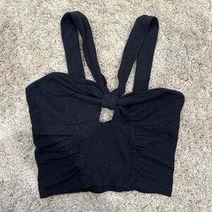 Black Knotted Strap Top